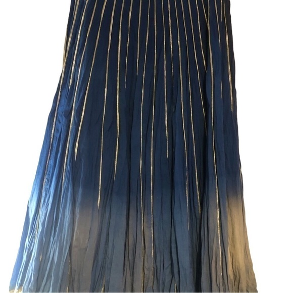 Gorgeous A Line Maxi Skirt Blue Ombré/Gold By Wei Peng - Picture 6 of 10